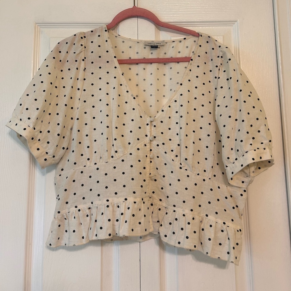 American Eagle Puff Sleeve Corset Shirt